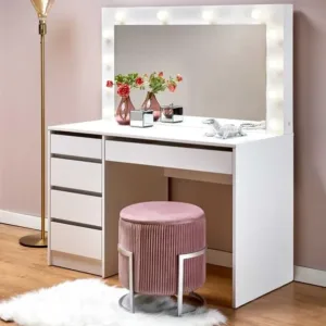 Masuta de toaleta cu oglinda si LED Hollywood XL – Alb