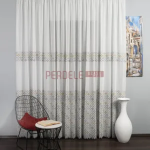 Perdea in ivoire,albastru,mov