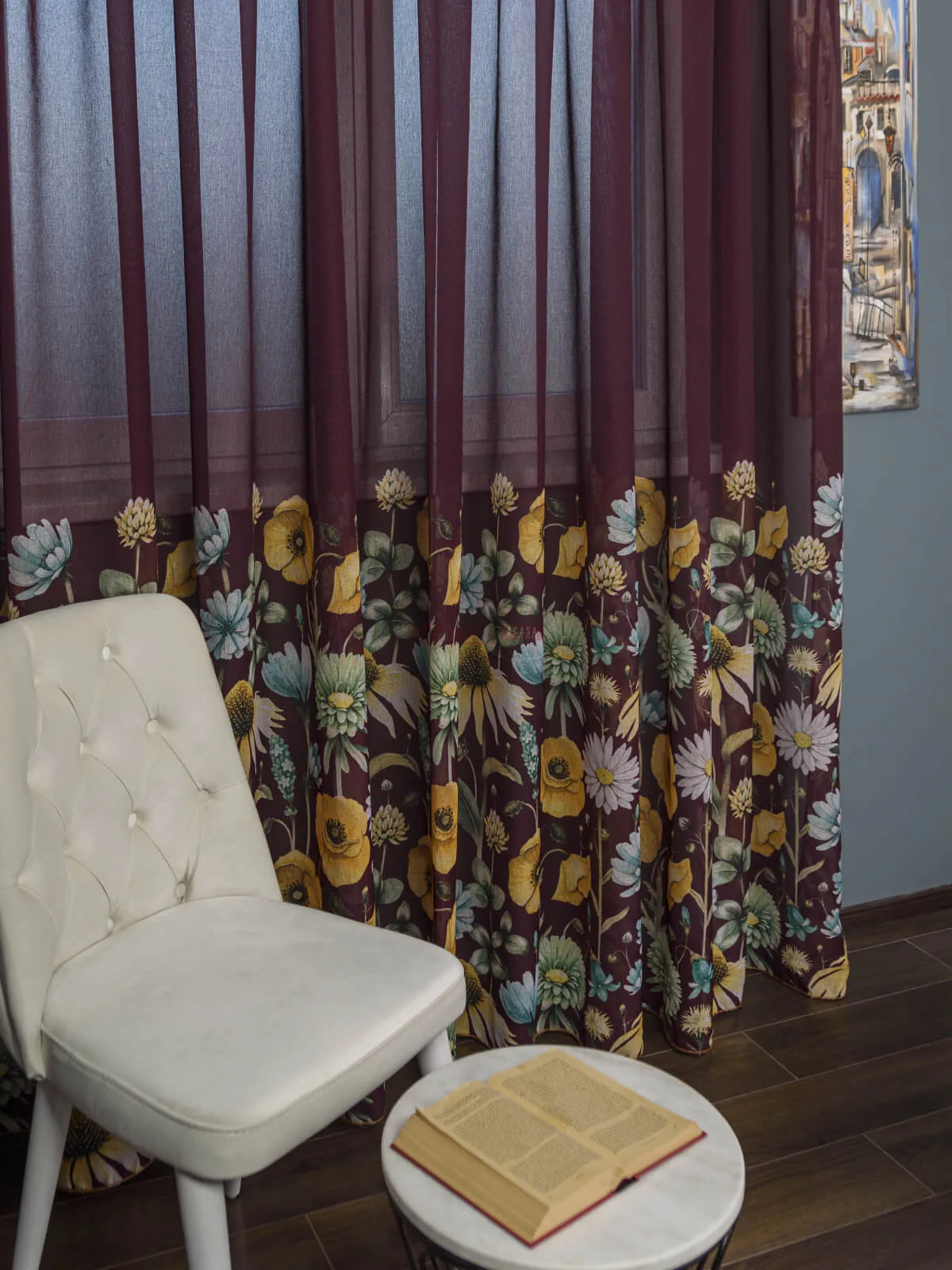 perdea-tip-in-grenaflori-multicolore-pa2036PA-20377965 Perdea tip in grena,flori multicolore - imagine 2