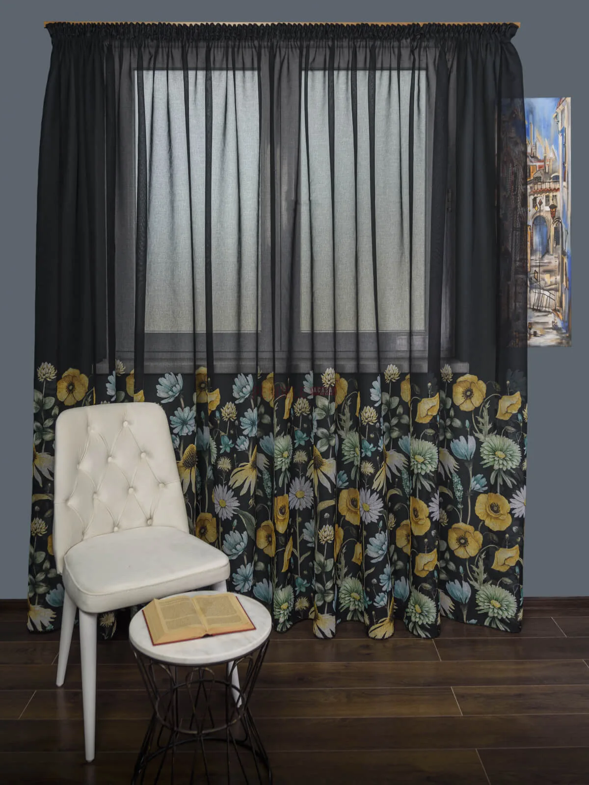 perdea-tip-in-negru-flori-multicolore-pa2009PA-20107856 Perdea tip in negru, flori multicolore