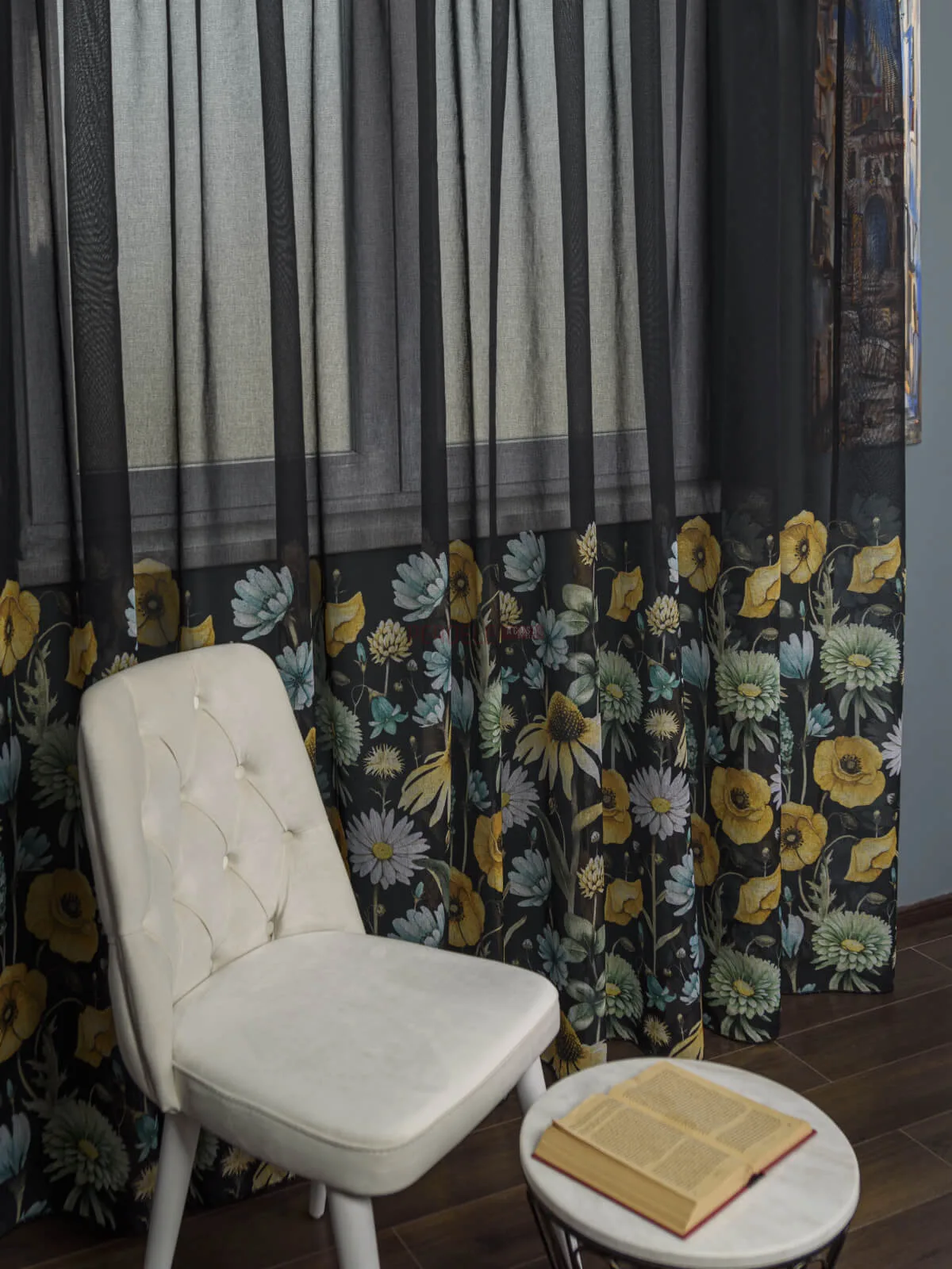 perdea-tip-in-negru-flori-multicolore-pa2009PA-20107857 Perdea tip in negru, flori multicolore - imagine 2