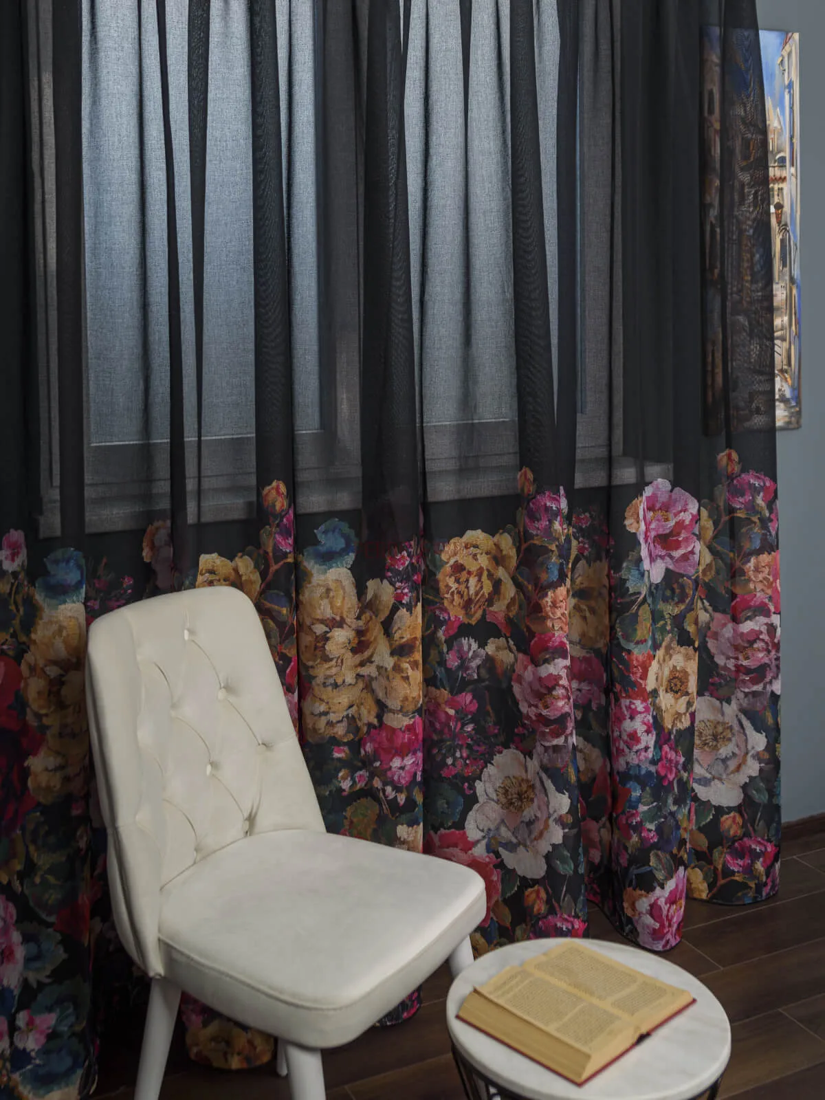 perdea-tip-in-negruflori-multicolore-pa2033PA-20347953 Perdea tip in negru,flori multicolore - imagine 2