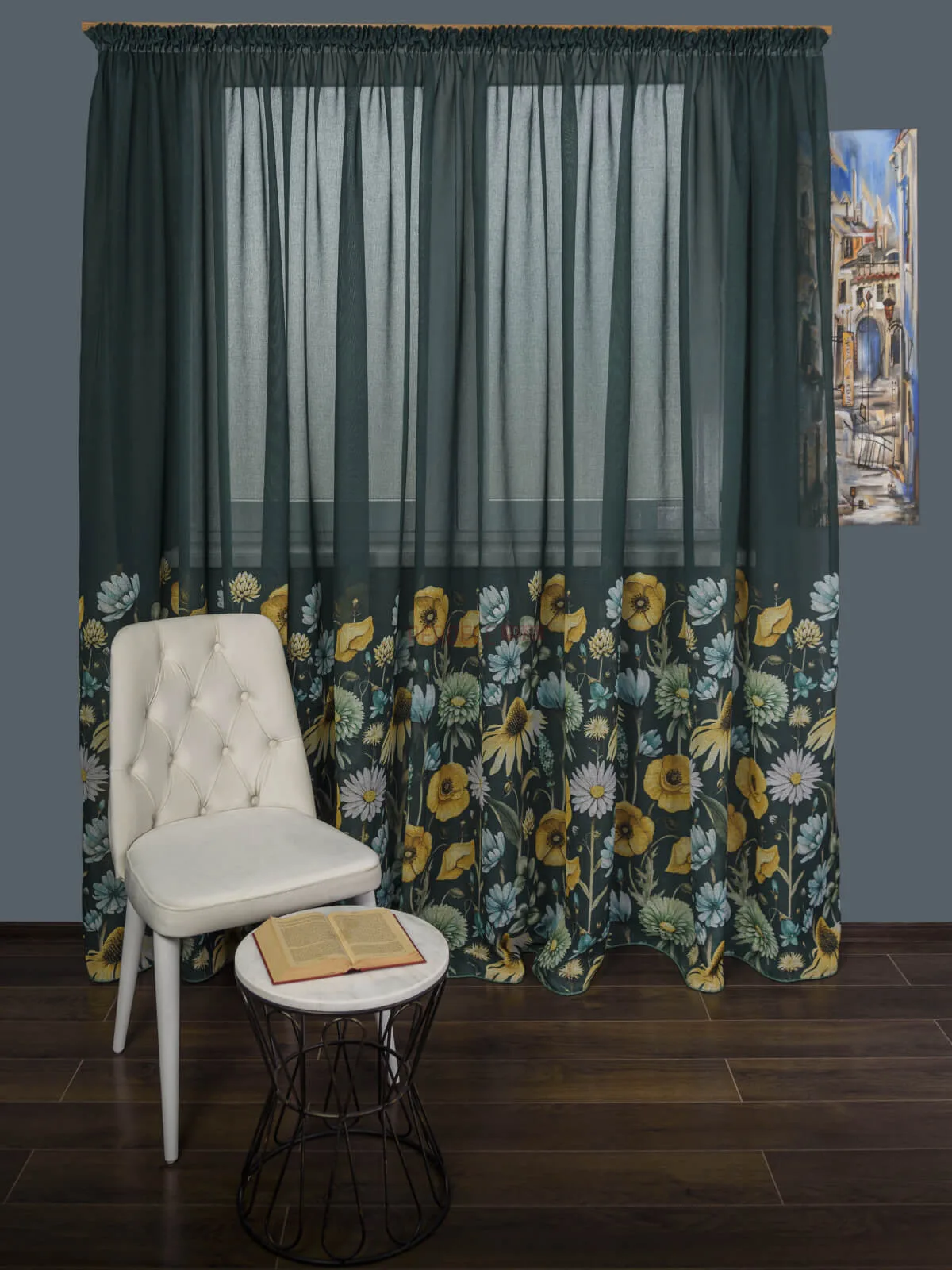 perdea-tip-in-verde-flori-multicolore-pa2006PA-20077844 Perdea tip in verde, flori multicolore