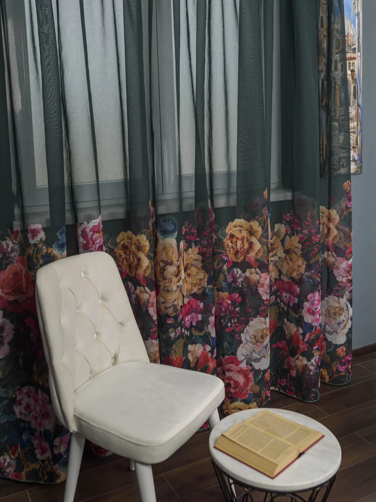 perdea-tip-in-verde-flori-multicolore-pa2008PA-20097853 Perdea tip in verde, flori multicolore - imagine 2