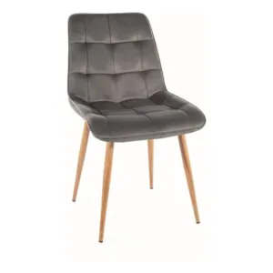 Scaun Chic D velvet gri/stejar Blu14