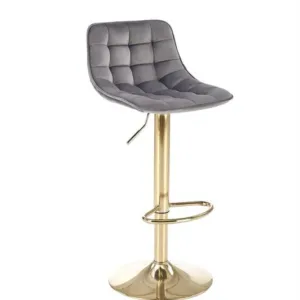 Scaun de bar H120 velvet gri/gold