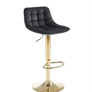 Scaun de bar H120 velvet negru/gold