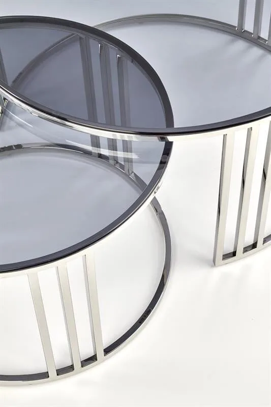 set-2-mese-de-cafea-mercury-sticla-fumurie-argintiu27420 Set 2 mese de cafea Mercury sticla fumurie/argintiu - imagine 3