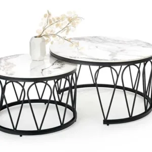 Set mese de cafea Formosa – Marmura Alba/Negru