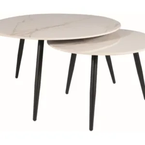 Set mese de cafea Kora D – marmura alba/negru