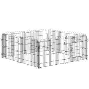 PawHut Țarc pentru Animale Mici, Cușcă Modulară din Oțel pentru Câini, Pisici, Pui, 158x61 cm, Negru | Aosom Romania