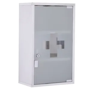 HOMCOM Dulap Medicamente, din Inox, Ușor de Curățat, 50x30x18 cm, Argintiu | Aosom Romania