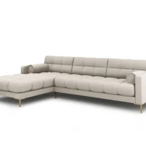 Coltar tapitat Bali 5 locuri picioare gold – L293 x l185 x h75