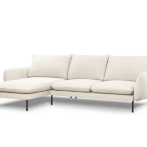 Coltar tapitat Vienna 5 locuri plusat/picioare negre – L255 x l170 x h95