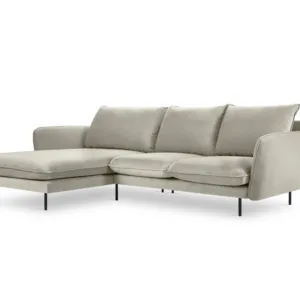 Coltar tapitat Vienna 5 locuri velvet/picioare negre – L255 x l170 x h95