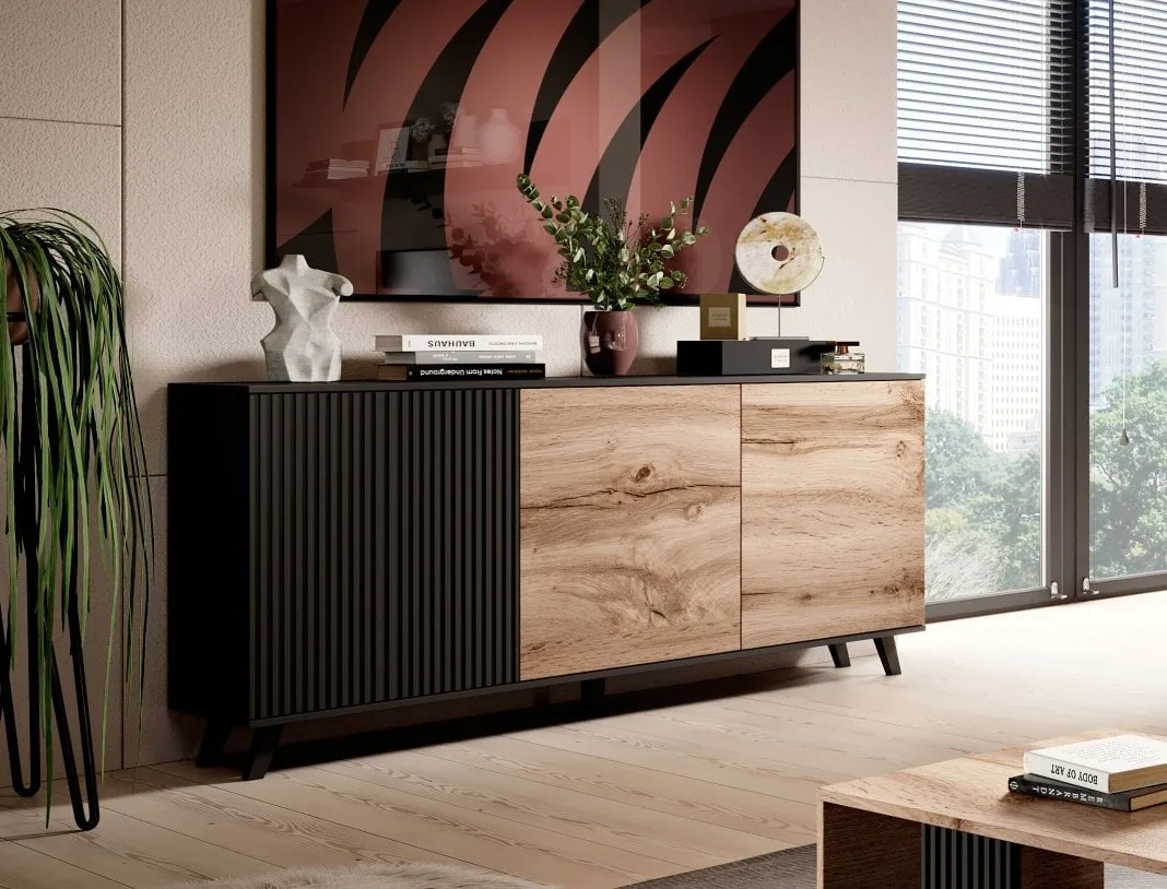 comoda-random-km1-stejar-wotan-negru-l160-x-a40-x-h82-cm171336 Comoda Random KM1 stejar wotan/negru - L160 x A40 x h82 cm - imagine 8