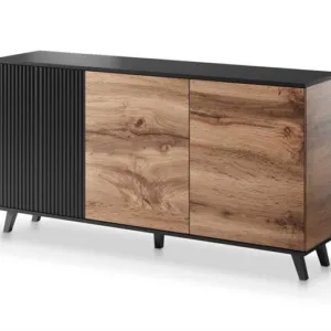 Comoda Random KM1 stejar wotan/negru - L160 x A40 x h82 cm