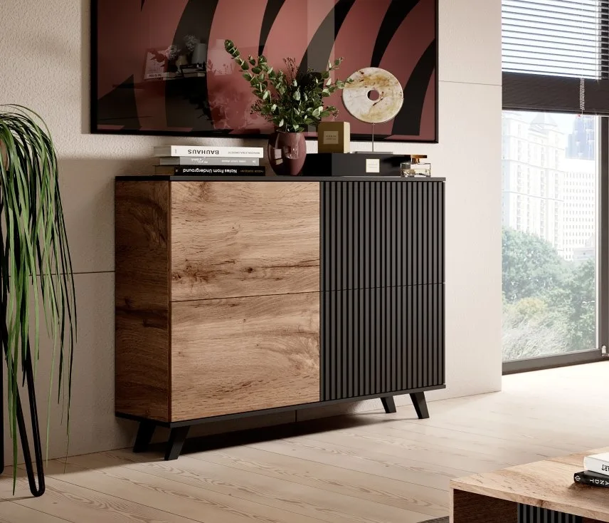 comoda-random-km2-stejar-wotan-negru-l100-x-a40-x-h95-cm171351 Comoda Random KM2 stejar wotan/negru - L100 x A40 x h95 cm - imagine 11