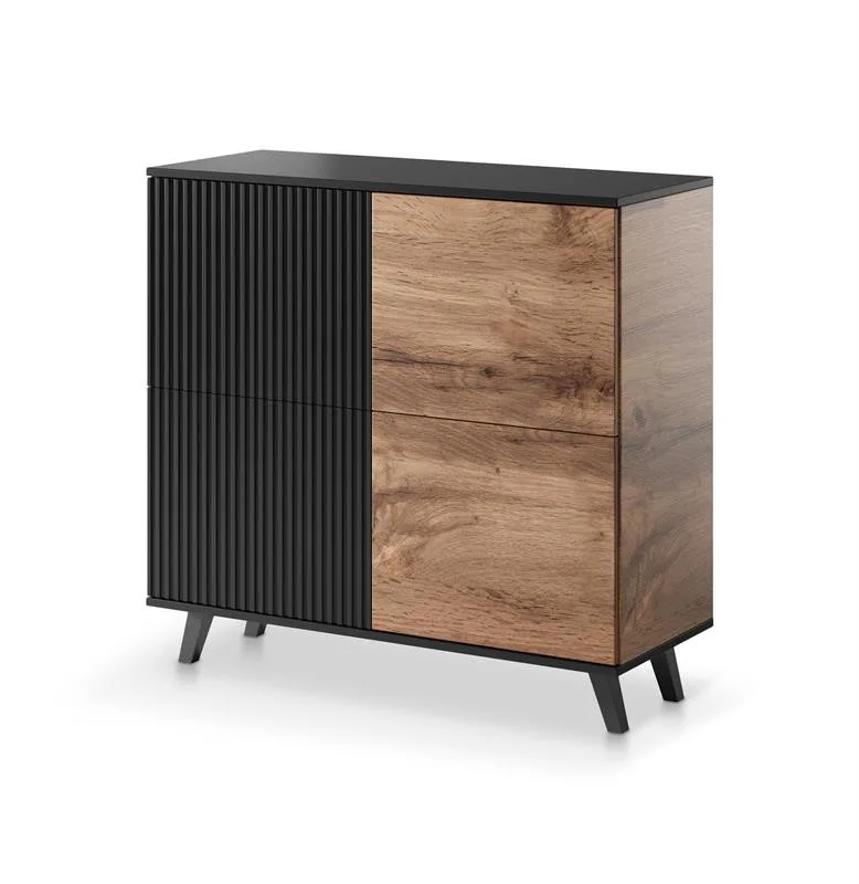 comoda-random-km2-stejar-wotan-negru-l100-x-a40-x-h95-cm25108 Comoda Random KM2 stejar wotan/negru - L100 x A40 x h95 cm