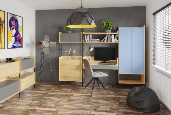 dulap-modular-mobius-2d-natur-albastru-–-h179-cm23027 Dulap modular Mobius 2D natur/albastru – H179 cm - imagine 3