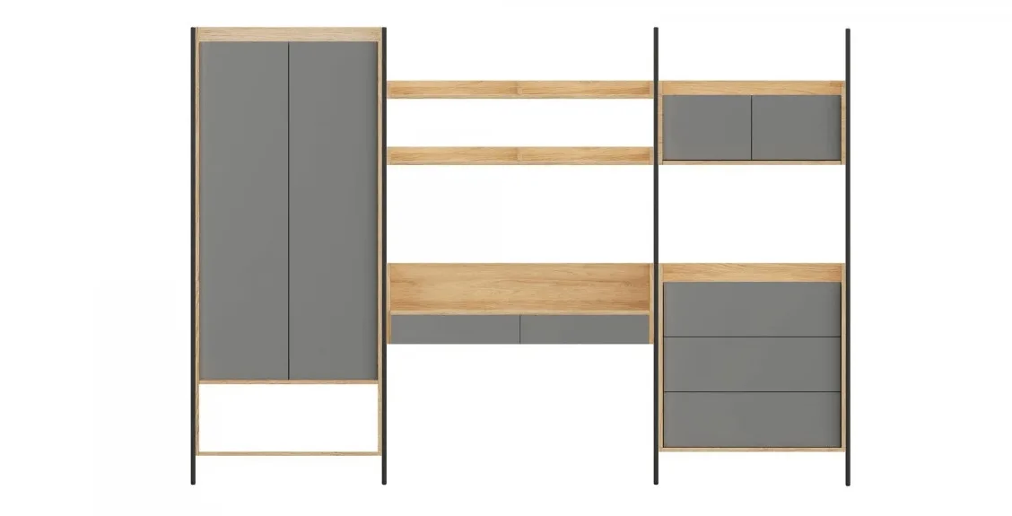 dulap-modular-mobius-2d-natur-gri-–-h179-cm23022 Dulap modular Mobius 2D natur/gri – H179 cm - imagine 2