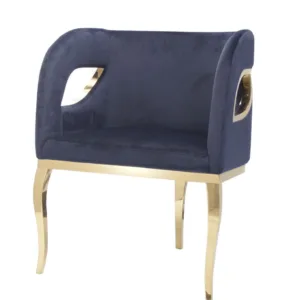 Fotoliu tapitat Morello bleumarin/gold – H78 cm