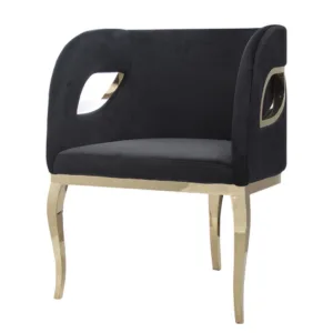 Fotoliu tapitat Morello negru/gold – H78 cm