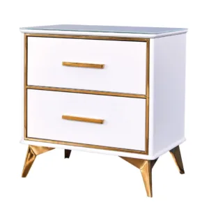 Noptieră Laval alb/gold – H60,5 cm