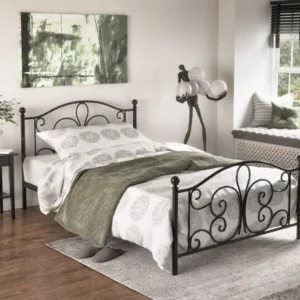 Pat metalic Panama Negru – 90 x 200 cm