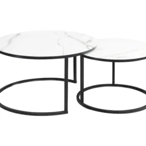 Set mese de cafea Atlanta C – Marmura Alba/Negru
