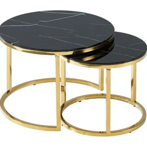 Set mese de cafea Muse II – Marmura Neagra/Gold