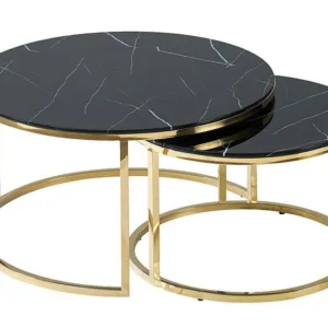 Set mese de cafea Muse – Marmura Neagra/Gold