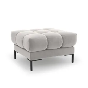 Taburet tapitat Bali velvet/picioare negre – L60 x l60 x h41